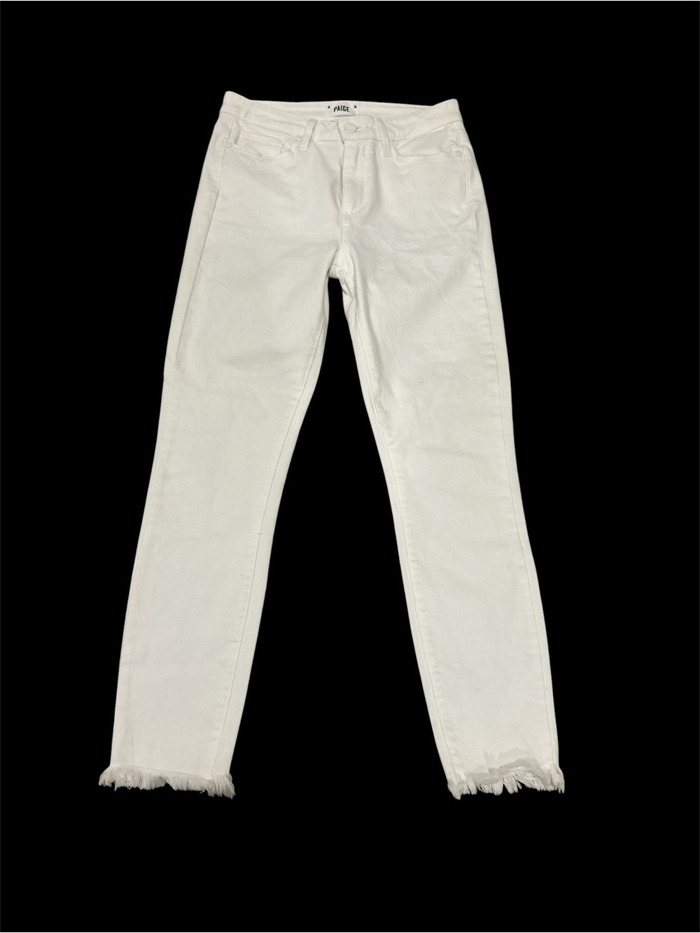 PAIGE White Skinny Jeans with Frayed Hem